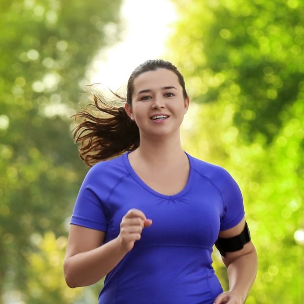 A woman jogging