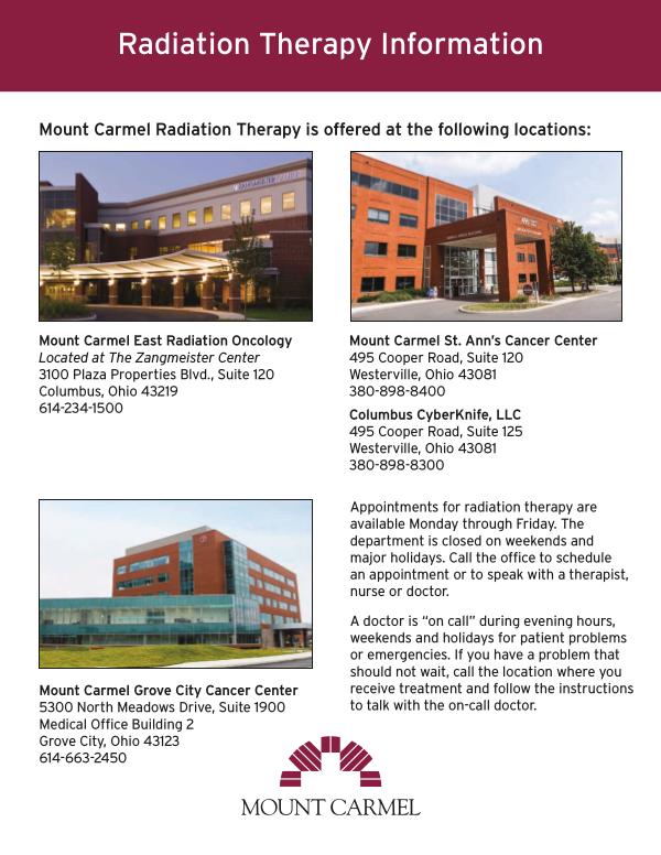Patient Education Radiation Therapy Information Sheet